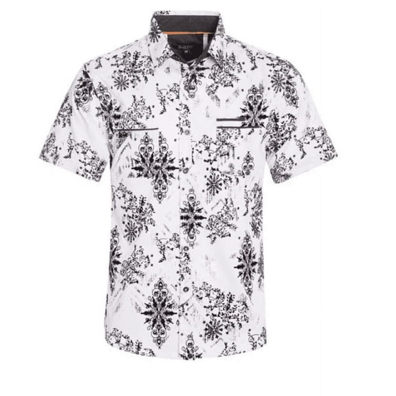 MEN'S BLACK AND WHITE SHORT SLEEVE SHIRT