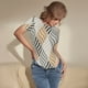 thumbnail image 3 of Balery Geometric Body de cuello redondo de manga corta para mujer Tops de manga corta Tops básicos-Medium, 3 of 7