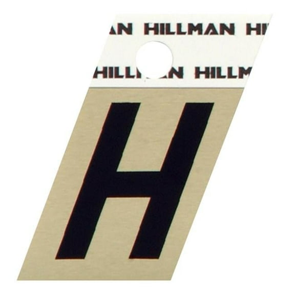 Hillman Group 840508 1.5 in. Black & Gold Glossy Aluminum Angle-Cut Adhesive Letter - H -  6 Piece
