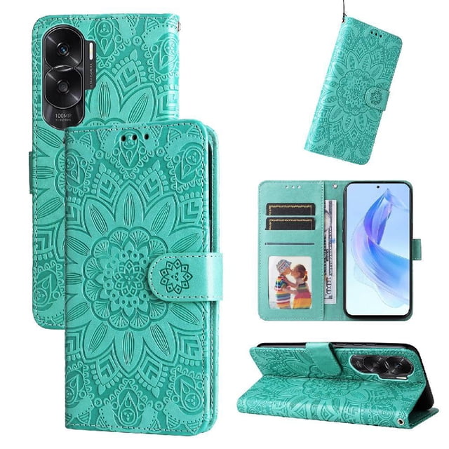 Funda tipo cartera GANGXUN para Honor X50i 5G , diseño girasol, cuero PU, soporte, cierre magnético, tarjetero
