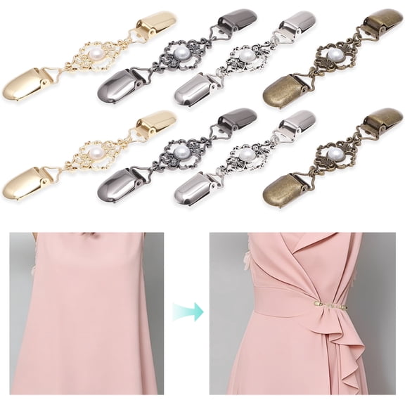 8 Pcs Cinch Clips Vintage Dress Clips Fit Shawl Sweater Waist Cincher Clip Pant Waist Tightener Clothes Clip to Tighten Dress for Women