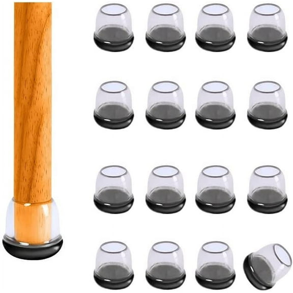Silicone Chair Leg Floor Protectors for Carpet, Small Slider Chair Leg Caps for Tiled Floors, Glide Furniture Leg Feet Cover Protect Carpeted Floor, 16 Pieces (Round - Clear, Fit: 0.75-1.1")
