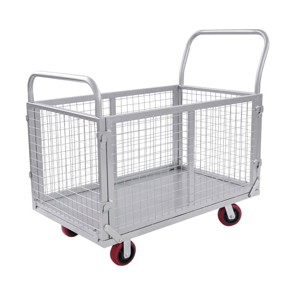 4-in-1 Platform Truck Cart with Detachable Mesh Fence, 2000 lbs Capacity, Multi-Purpose Flatbed Hand Truck w/ 5" Casters for Moving, Shopping, Warehouse Use