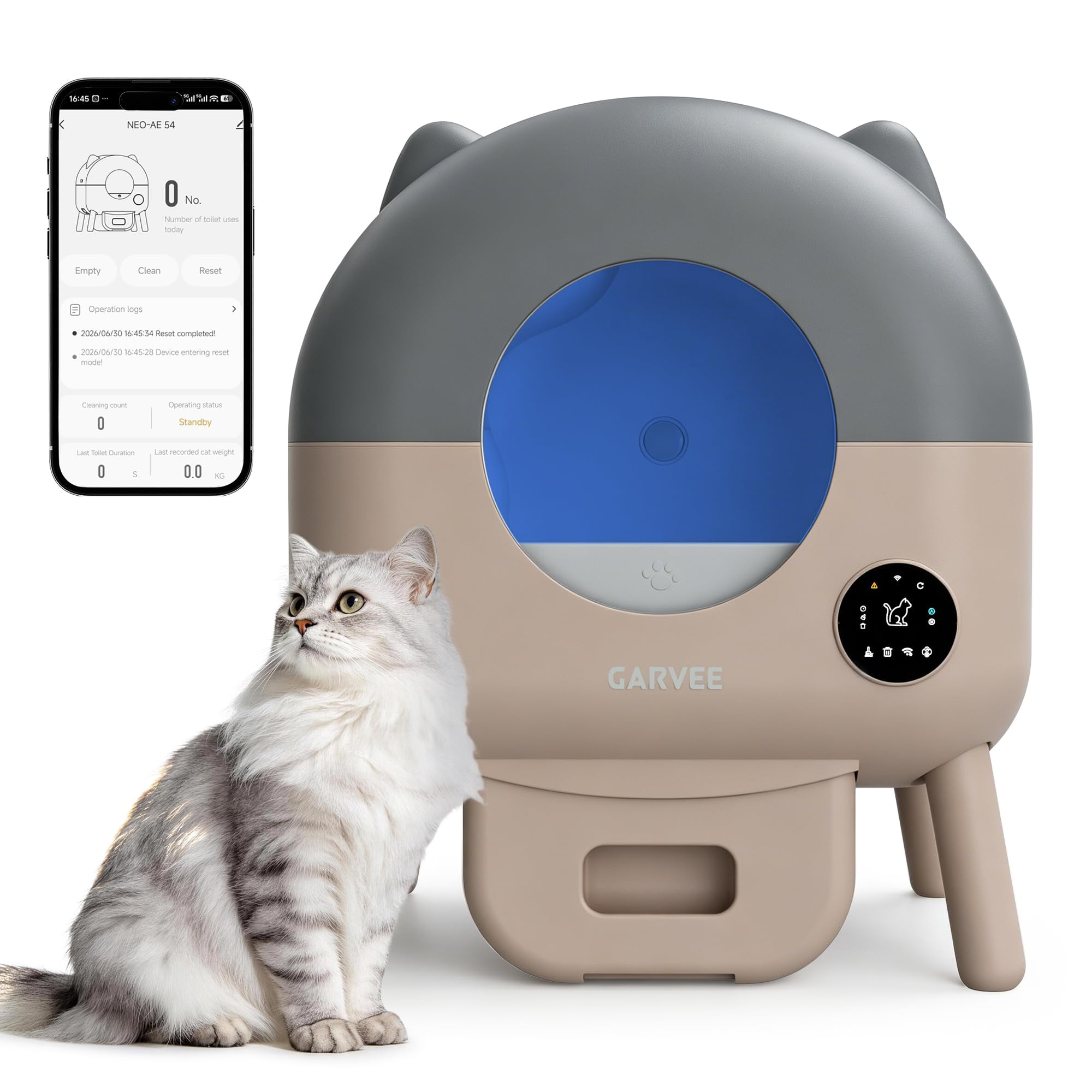Extra Large 76L Automatic Self-Cleaning Cat Litter Box, LED Night Light, Multi-Cat Safe, Trash Bags Included – Ideal for Large