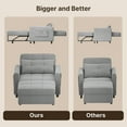 thumbnail image 5 of Sofa Bed Chair Convertible, Sleeper Sofa with Pull-Out Bed, 3-in-1 Futon Couch with Reclining Backrest and Side Pocket, Light Grey, 5 of 9