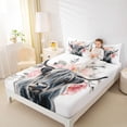 thumbnail image 2 of Manfei Farm Highland Cow Fitted Sheet Queen 3-Piece,Chic Flowers Bedding,Gray Pink,1 Fitted Sheet and 2 Pillowcases, 2 of 6