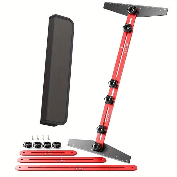 Stair Tread Template Tool - Solid Stair Tread Gauge, Stair Tools for Stair Measuring Tool Stair Gauge Jig Stair Template Stair Step Tool Shelf Template Projects (Red)