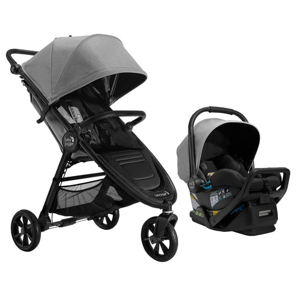 Sistema de viaje todo terreno Baby Jogger City Mini GT2, con asiento infantil para automóvil City GO 2, exclusivo de Pike, incluye barra para el vientre, manillar de cuero sintético y tela de primera