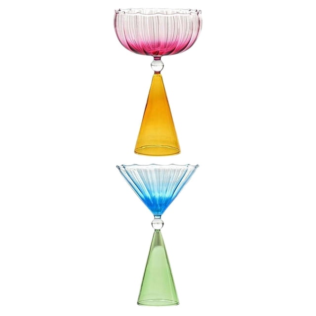 Cuenco de postre romántico de 2 piezas, vaso colorido para beber, copas de cristal para yogur para té , bebida, cóctel Gloria Cuencos de postre de copa