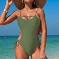 thumbnail image 6 of QHFBli Womens One Piece Swimsuit 2025 Women's Solid Color Swimsuit Women's Suspender Hollow Integrated Swimsuit, 6 of 7