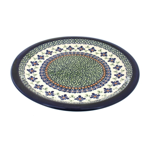 Blue Rose Polish Pottery Mosaic Flower Dinner Plate