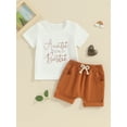 thumbnail image 2 of Suealasg 2Pcs Kids Baby Girl Clothes Letter Print Crew Neck Short Sleeve T-Shirts Tops and Shorts Set 6M 1T 2T 3T Toddler Girls Summer Outfit, 2 of 9