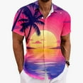 thumbnail image 2 of LIUJUNSHOP Men's Casual Short Sleeve Button Down Shirt Tropical Print Lightweight Summer Beach Wear Slim Fit Design Pink XXXL, 2 of 4