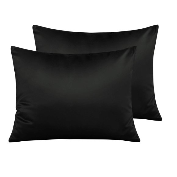 Fundas de almohada NTBAY satinadas para cabello y piel, 20 x 26 pulgadas, negras