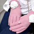 thumbnail image 4 of Yoetaun Camellia Pearls Mittens Winter Full Finger Warm Touching Screen Keep Warm Outdoor Thermal Gloves Gloves Pink, 4 of 8