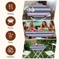 thumbnail image 7 of Navy Blue Purple Striped Round Tablecloth, Fitted Table Cover with Elastic for 55"-60" Round Tables, Gradient Horizontal Lines Table Cloth Outdoor Indoor Dinning Party Waterproof Tablecloths, 7 of 7