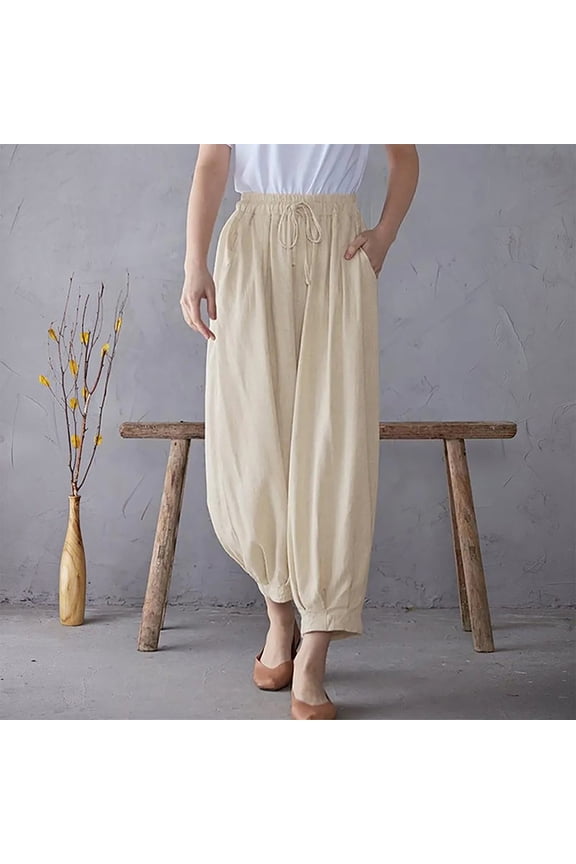 Women'S Athletic Pants Women Capri Pants Legging High Waist Rise Ankle Straight-Leg Khaki 4XL