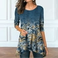 thumbnail image 2 of Fall Clothes For Women 2022 Crewneck Long Sleeve Shirt Floral Print Tunic Top Irregular Hem Full Sleeve Long ShirtsPollover Sweater Shirts Loose Casual Tops Blouse, 2 of 6