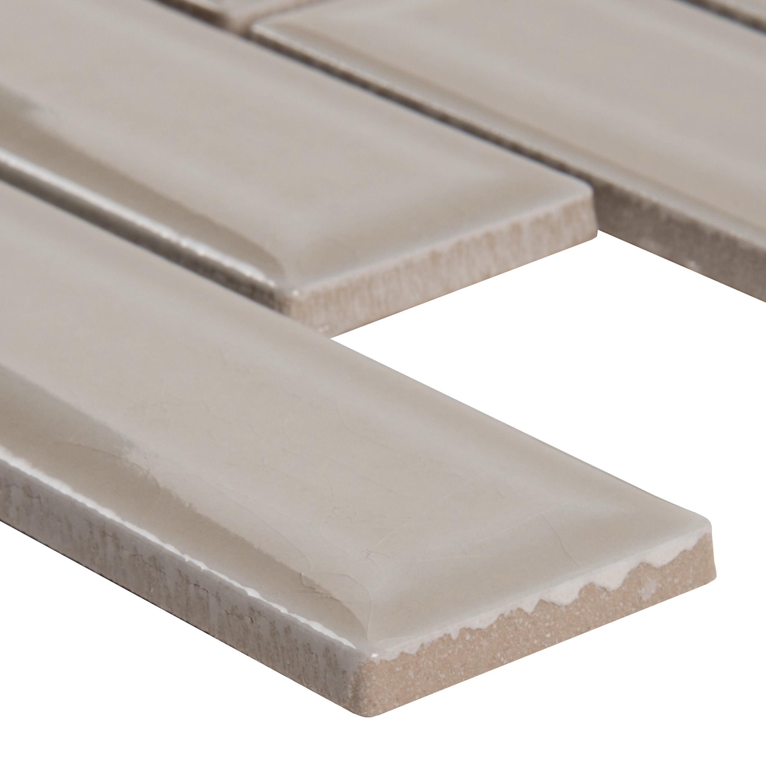 Portico Pearl Beveled 12 in x 12 in. x 10mm Glossy Ceramic Mesh-Mounted Mosaic Tile (10 sq. ft. / case)