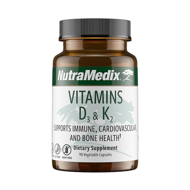Suplemento NutraMedix con vitamina D3 y K2 para el apoyo inmunitario, 90 cápsulas