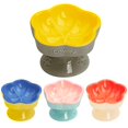 thumbnail image 1 of S&Q's CERAMICS Cuenco elevado para gatos para comida y agua, plato de cerámica con título, apto para microondas y lavavajillas (amarillo 5,8 pulgadas), 1 of 1