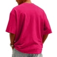 thumbnail image 4 of Men's Knit Crew Neck Short-Sleeve T-Shirt Stylish Casual Pullover Multi-Scene Use For Daily & Weekend All-Season Basic Tops,Hot Pink,XXXL, 4 of 4