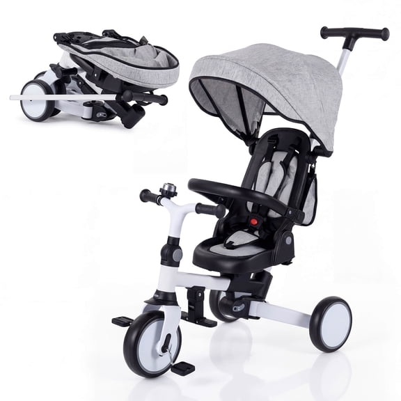 Infans 8-in-1 Toddler Trike w/Removable Adjustable Canopy Push Handle Safety Harness