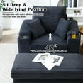 thumbnail image 2 of Aukfa 43 inch Corduroy Chaise w/ 2 Cupholders&Storage Ottoman, Plush Chair Bed, 3 Pillows, Gray, 2 of 15