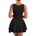 thumbnail image 4 of Women's Square Neck Sleeveless A-Line Mini Dress Ruffle Layered Skater Dress Casual Summer Dress, 4 of 8
