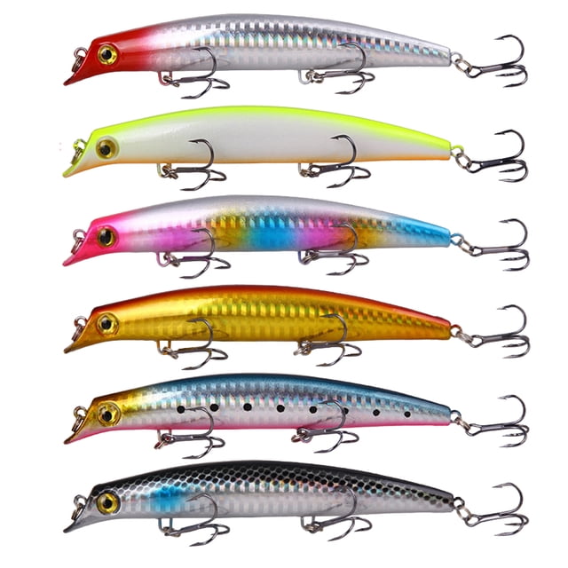 6 cebos artificiales de 12,5 cm para escalada en olas, señuelos de superficie, suministros de pesca para agua dulce y salada.