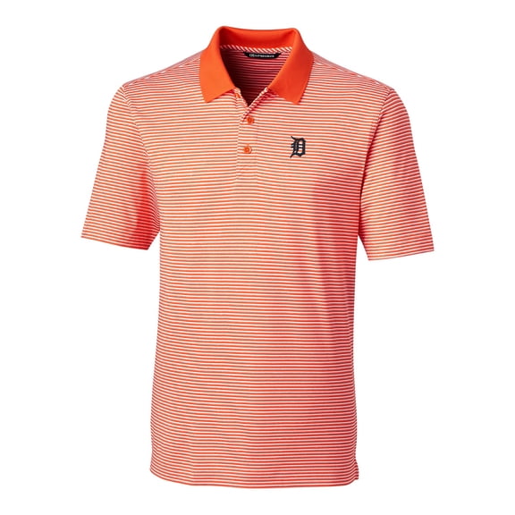 Men's Cutter & Buck Orange Detroit Tigers Big & Tall Forge Tonal Stripe Polo