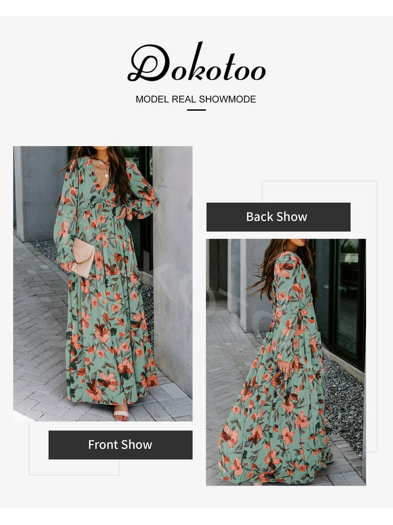 green emerald velvet dress Yolanda Long Sleeve Maxi Dress - Sage Green Floral main image 0
