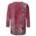 thumbnail image 5 of Women T Shirts 3/4 Length Sleeve Womens Tops Casual Loose Fit Crewneck T Shirts Cute Solid Three Quarter Length Tunic Tops,Red Women Blending Shirts S, 5 of 5
