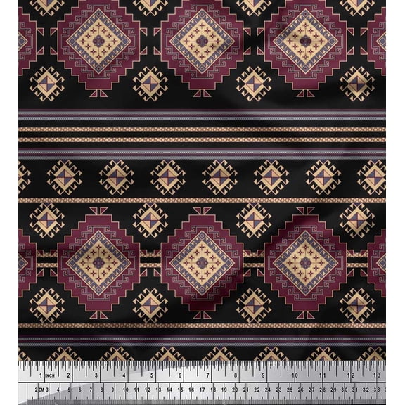 Soimoi Poly Georgette Fabric Ethnic Southwestern Printed Fabric 1 Yard 42 Inch Wide