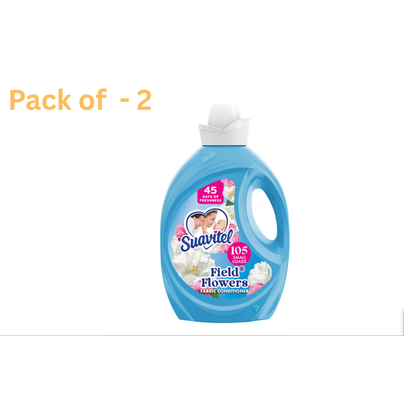 Suavitel Fabric Conditioner, Liquid Fabric Softener, 45 Days of Freshness, Field Flowers Scent, 105 fl oz (Pack of- 2)