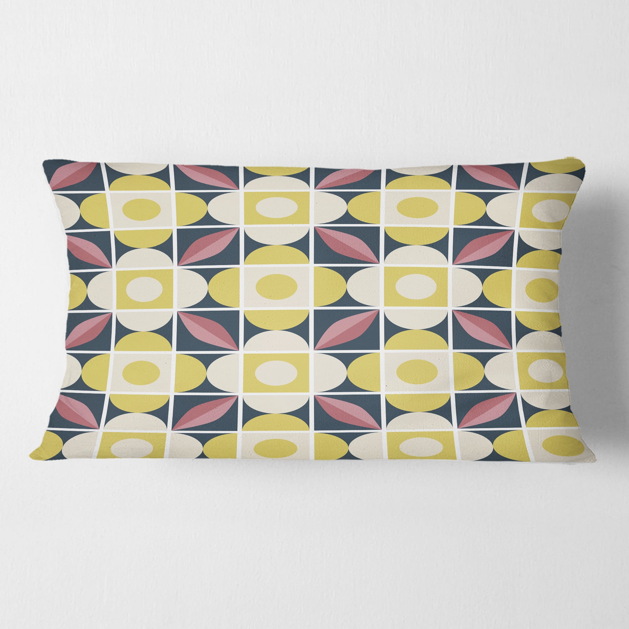 Designart retro pattern in mosaic style' Mid-Century Modern Throw Pillow - 12x20