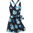 thumbnail image 1 of Aeropostale - Vestido de tirantes cruzados en la espalda con diseño floral para mujer, negro, extra pequeño, 1 of 1