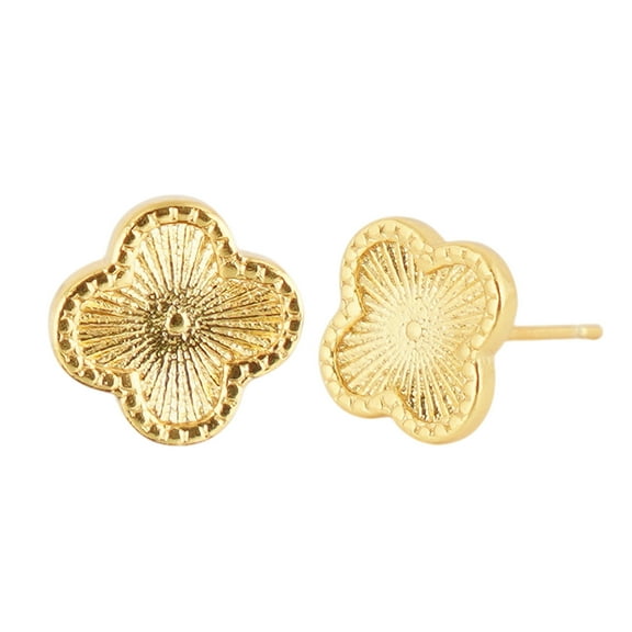 Sand Gold Four-Leaf Clover Stud Earrings for Women, Lucky Charm Earrings, Hypoallergenic Dainty Flower Jewelry Gift for Wife, Mom, Girlfriend
