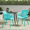 thumbnail image 2 of Noble House Dahlia Plastic Patio Dining Arm Chair in Teal (Set of 2), 2 of 10