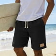 thumbnail image 6 of Besolor Men's Shorts Cotton Linen Casual Elastic Waist Drawstring Summer Lightweight Loose Beach Shorts with Pockets(Small,Black), 6 of 7