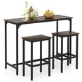 thumbnail image 1 of Costway 3 PCS Counter Height Table Set with Footrests Rectangular Pub Table & Chairs Brown, 1 of 10