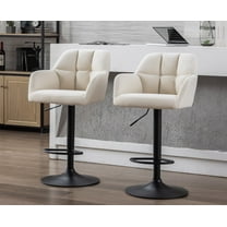 Guyou Modern Swivel Bar Stool Set of 2, Velvet Upholstered Adjustable Island Stool Counter Height Stool with Backrest and Metal Base for Kitchen Island Restaurant Bar, Beige