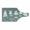 thumbnail image 1 of Bridal Shower Cutting Board, White Wedding Dress with Bride Details Bags Florals Print, Decorative Tempered Glass Cutting and Serving Board, Wine Bottle Shape, Charcoal Grey White, by Ambesonne, 1 of 1