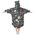 thumbnail image 2 of FORMRS Wearable Blanket Hoodie with Sleeves for Kids Cozy Flannel Sweatshirt, Floral Raspberry Pattern, 2 of 7