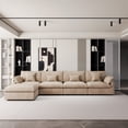 thumbnail image 3 of The Magic Home 155" Modular Sofa & Sectional Sofa - L Shaped Deep Seat Cloud Couch in Soft Linen Blend Fabric,Perfect for Apartment & Small Space Living,4-seat Sofa with Ottoman, Khaki Couch, 3 of 13