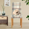 thumbnail image 4 of Yayeee 4 Pack Dining Chair Covers Stretch Parson Chairs Slipcovers Seat Protector, Beige Plaid Pattern, 4 of 6