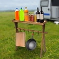 thumbnail image 3 of Portable Picnic Rack, Charcoal Burning BBQ Table Rack Wooden Lightweight Portable Beechwood Outdoor Table Rack for Storage, Outdoor Kitchen, RV for Picnic, Camping, BBQ, Home, 3 of 11