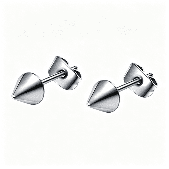 DESIGNICE Stainless Steel Spike Cone Stud Earrings 1 Pair Earring Hypoallergenic Trendy Jewelry Nickel Free Jewellery Tiny Earing for Sensitive Ears Women Men Ladies