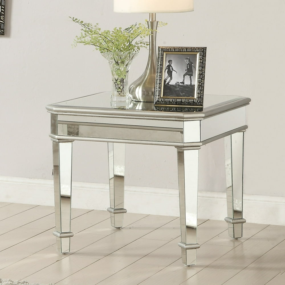 Coaster Contemporary Silver Square Mirrored End Table