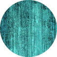 thumbnail image 1 of Ahgly Company Machine Washable Indoor Round Oriental Turquoise Blue Industrial Area Rugs, 8' Round, 1 of 4